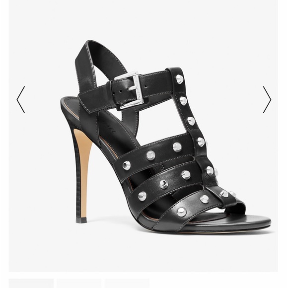 MICHAEL KORS JAGGER BLACK SANDAL LEATHER /ASTOR STUDS Size 7.5 - Picture 2 of 6